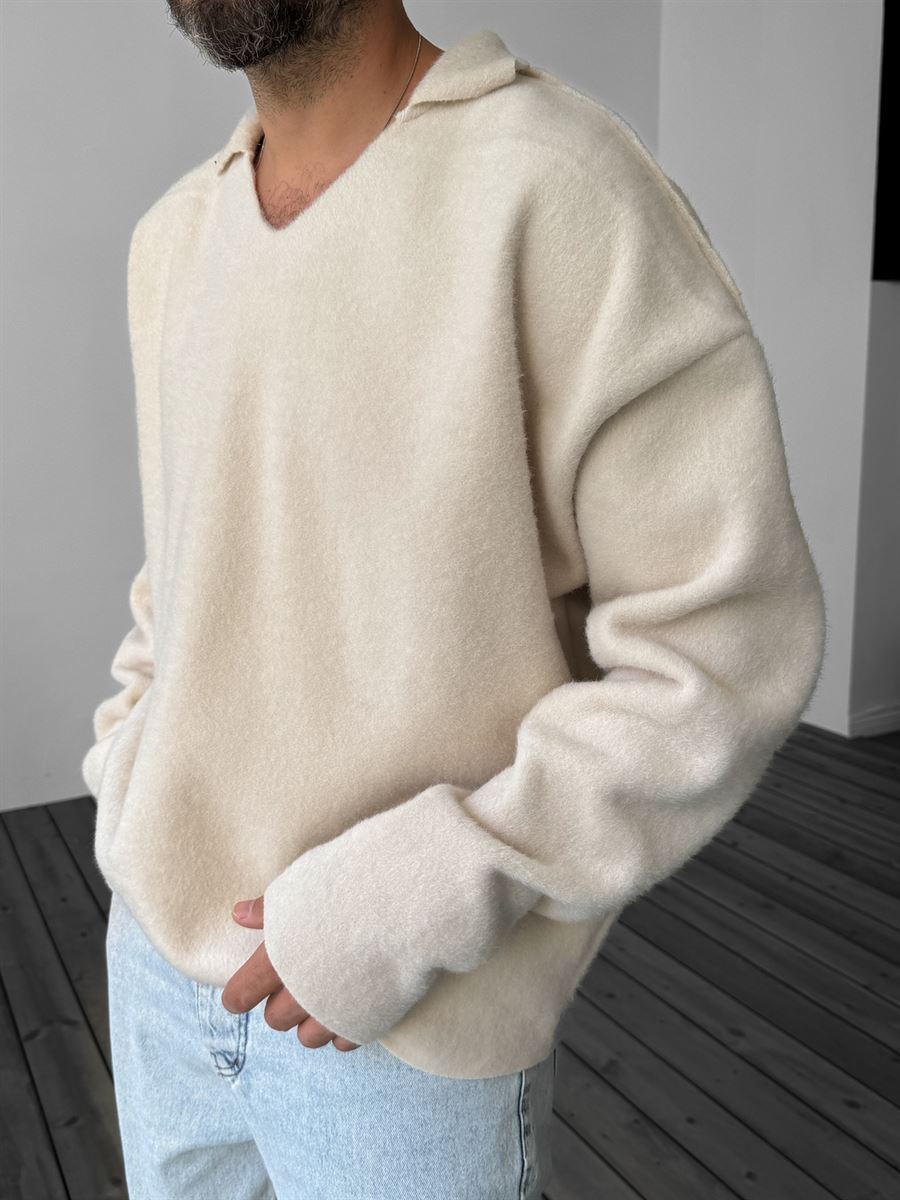 Bej Basic Kaşe Sweat G-5554