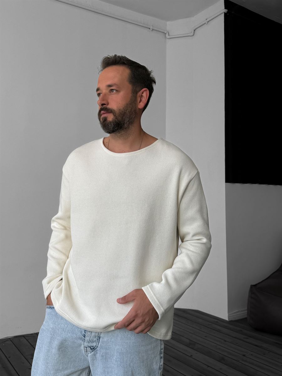 Ekru Basic Örme Sweatshirt G-5238/6