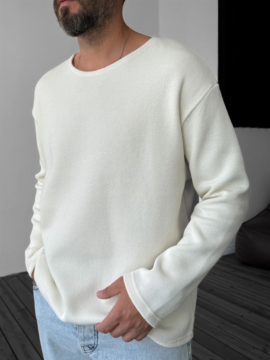 Ekru Basic Örme Sweatshirt G-5238/6