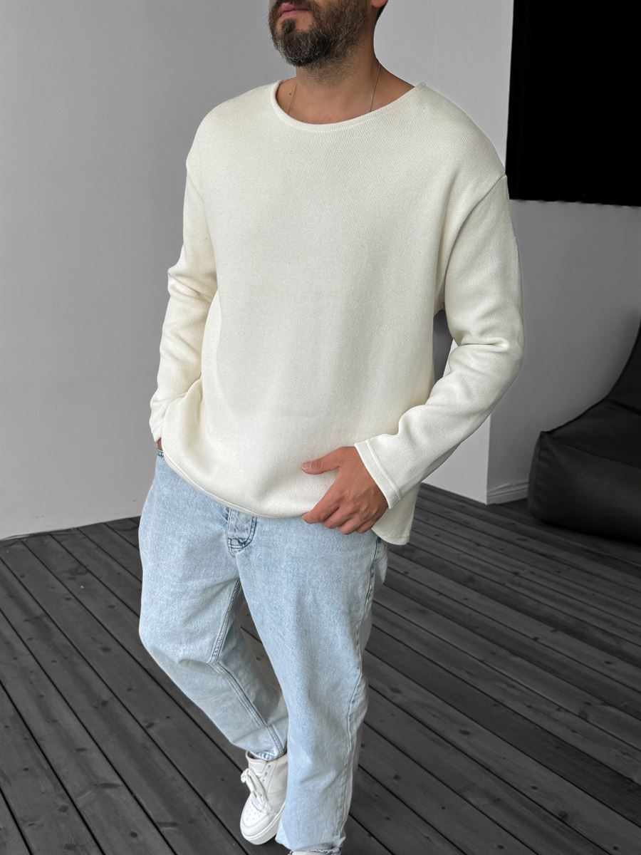 Ekru Basic Örme Sweatshirt G-5238/6