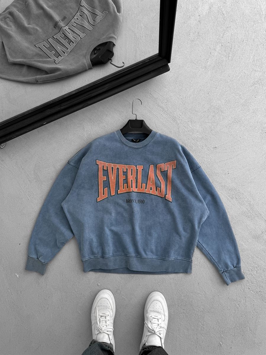 Mavi Everlast Baskılı Sweatshirt JJ-211