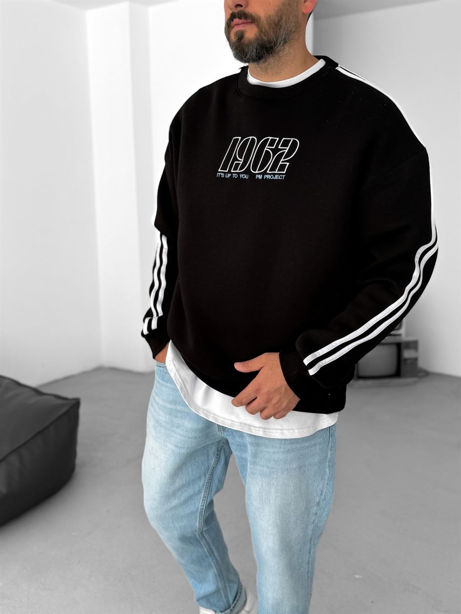 Siyah 1962 Nakışlı Sweatshirt PM-149