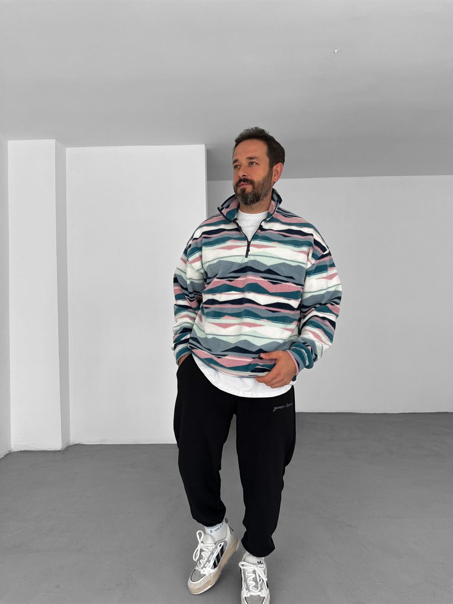 Renkli Yarım Fermuarlı Polar Sweatshirt PM-150