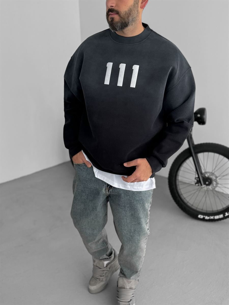 Siyah 111 Kabartmalı Sweatshirt C-740