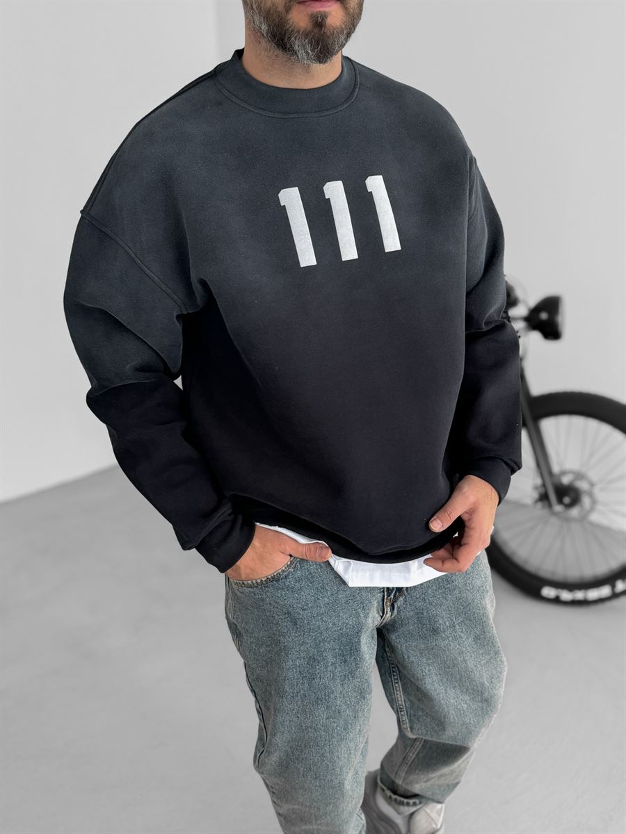 Siyah 111 Kabartmalı Sweatshirt C-740