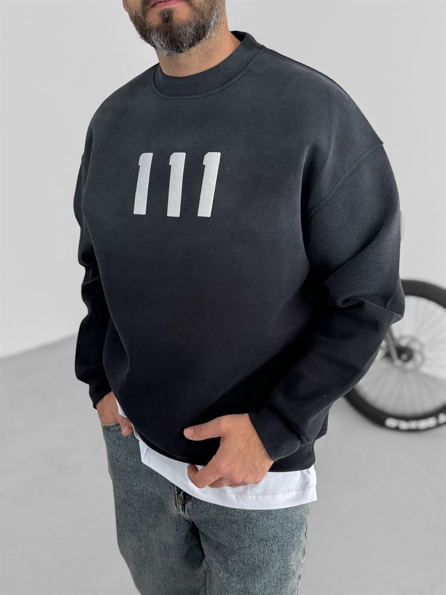 Siyah 111 Kabartmalı Sweatshirt C-740