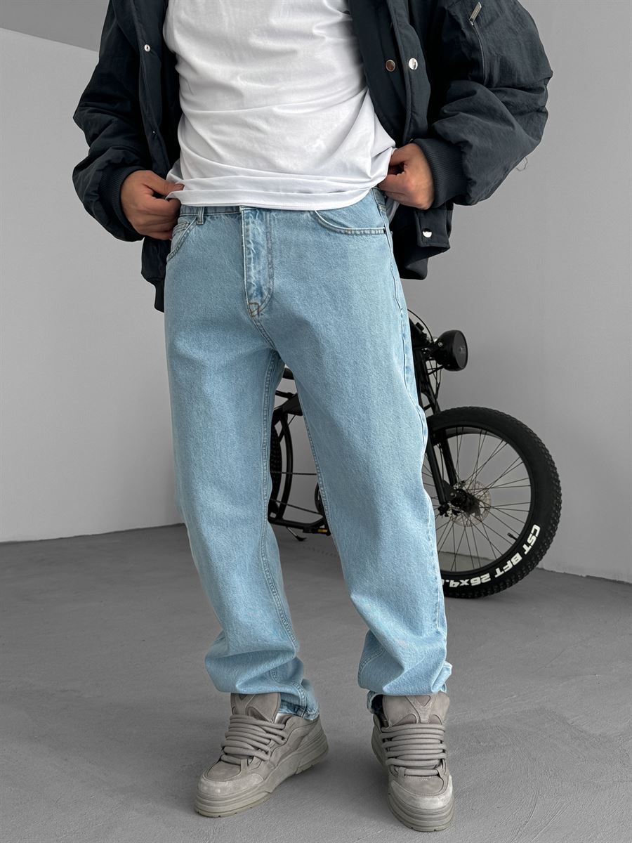 Açık Mavi Yıkamalı Baggy Jean DF-2530