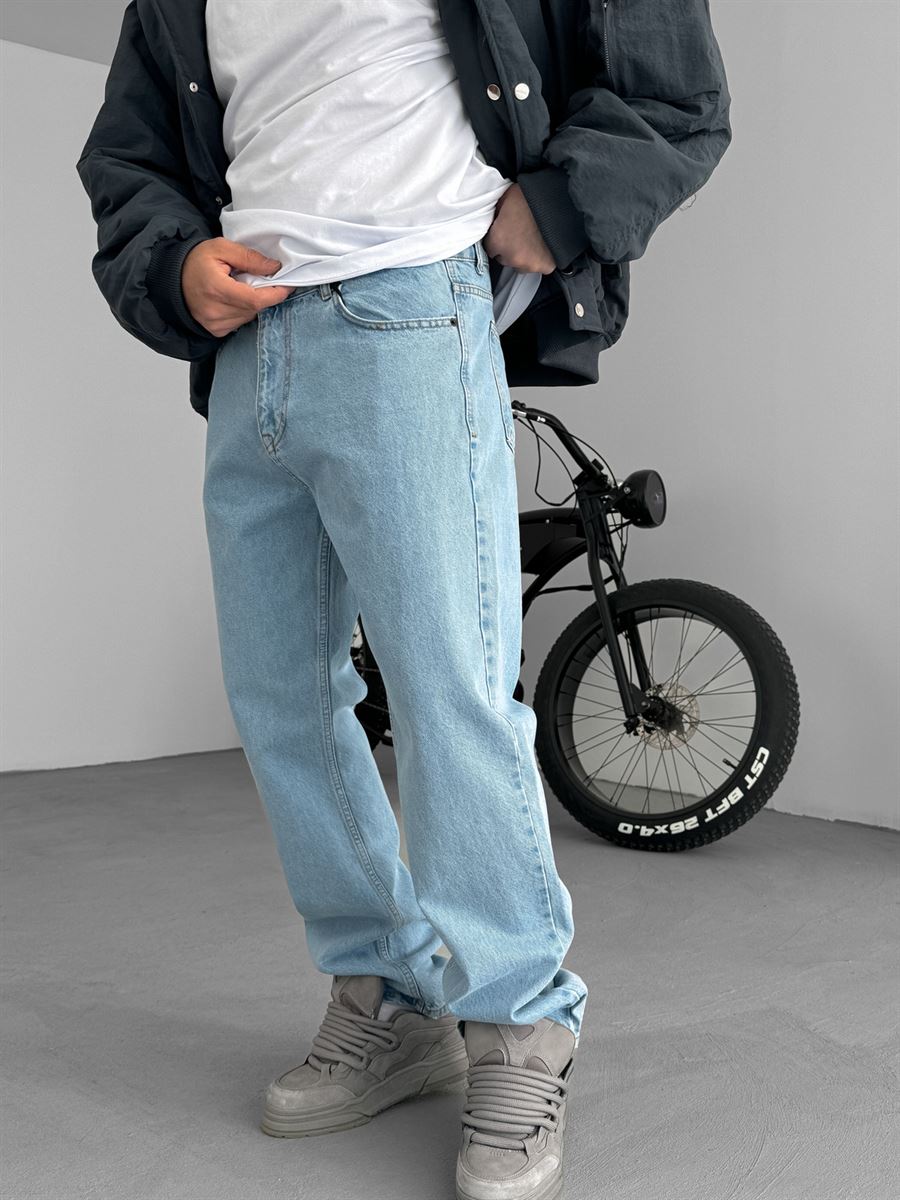 Açık Mavi Yıkamalı Baggy Jean DF-2530