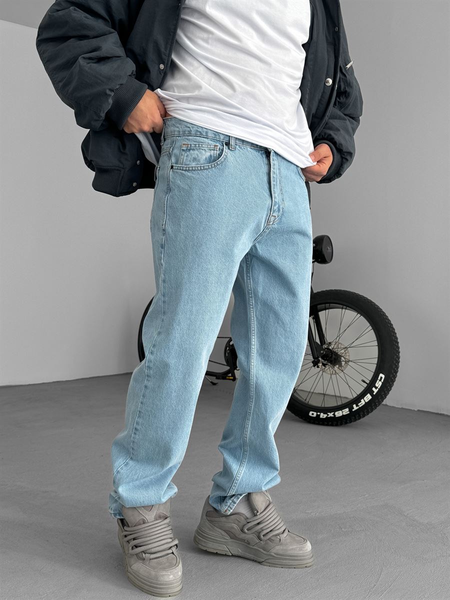 Açık Mavi Yıkamalı Baggy Jean DF-2530