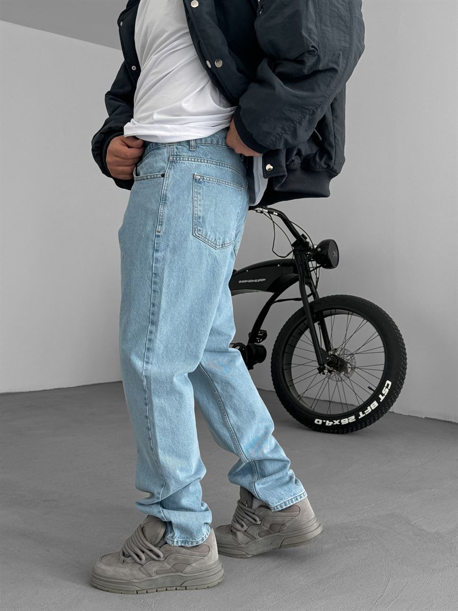 Açık Mavi Yıkamalı Baggy Jean DF-2530