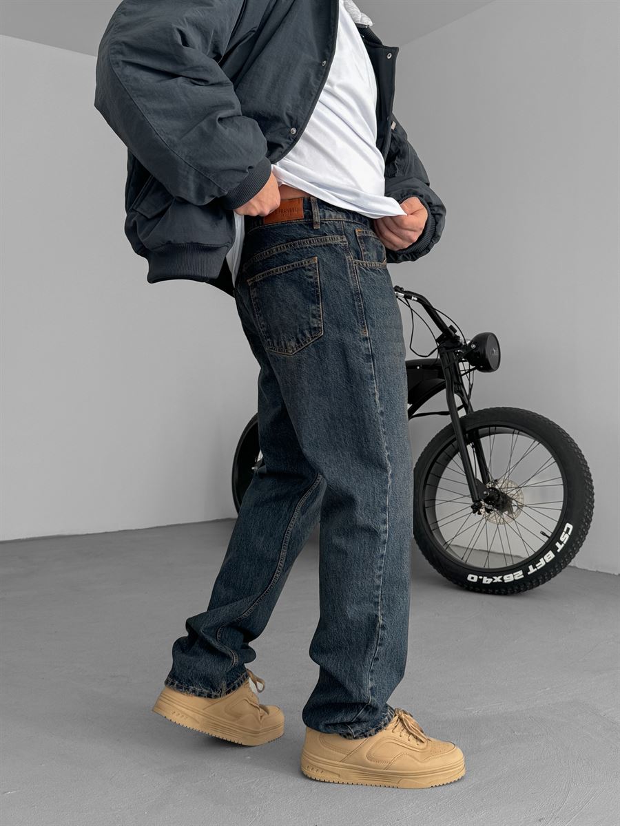 Lacivert Asit Yıkamalı Baggy Jean DF-2573