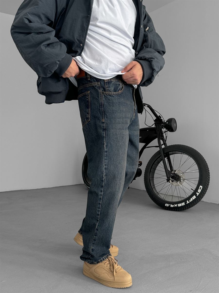 Lacivert Asit Yıkamalı Baggy Jean DF-2573