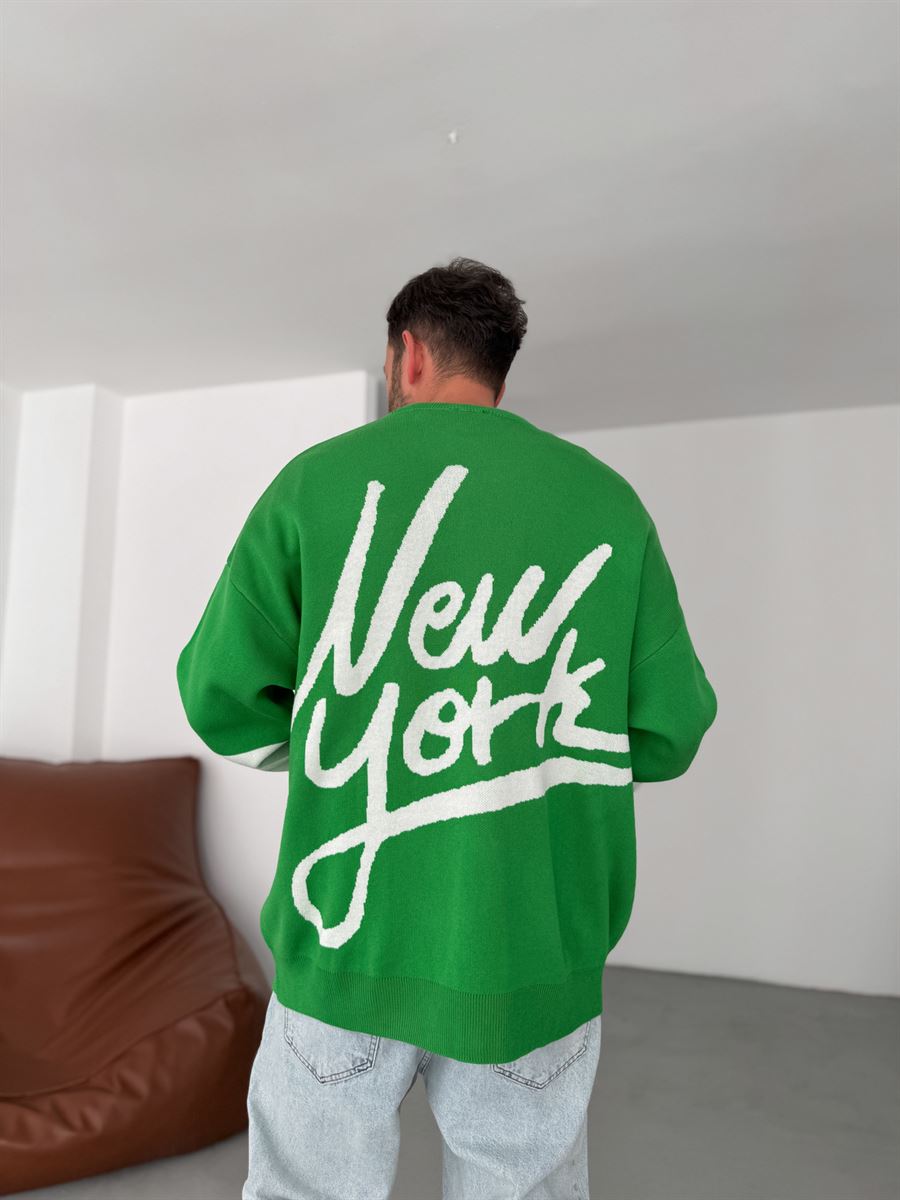 Yeşil New York Örme Sweatshirt JJ-104