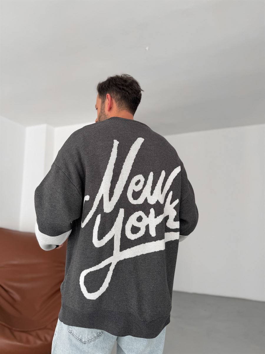 Antrasit New York Örme Sweatshirt JJ-104