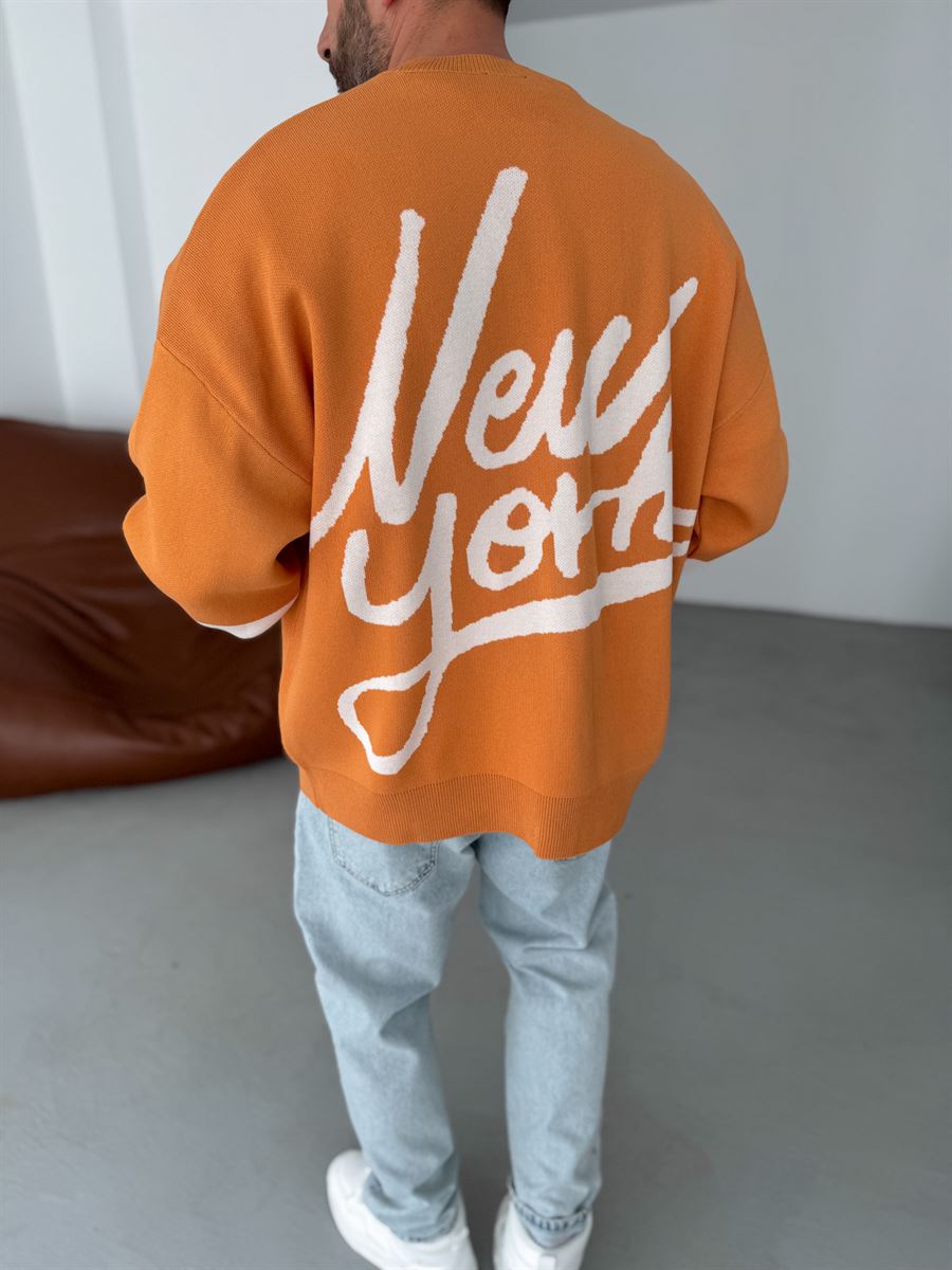 Turuncu New York Örme Sweatshirt JJ-104