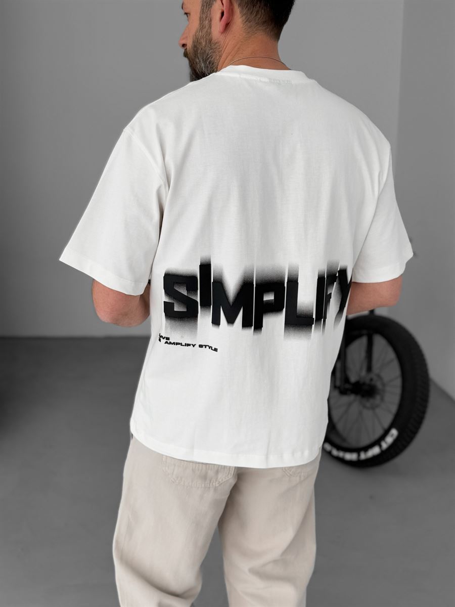 Beyaz Simplify Kabartmalı T-Shirt YP-5003