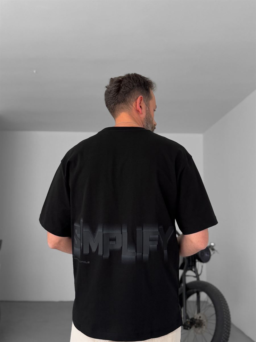 Siyah Simplify Kabartmalı T-Shirt YP-5003