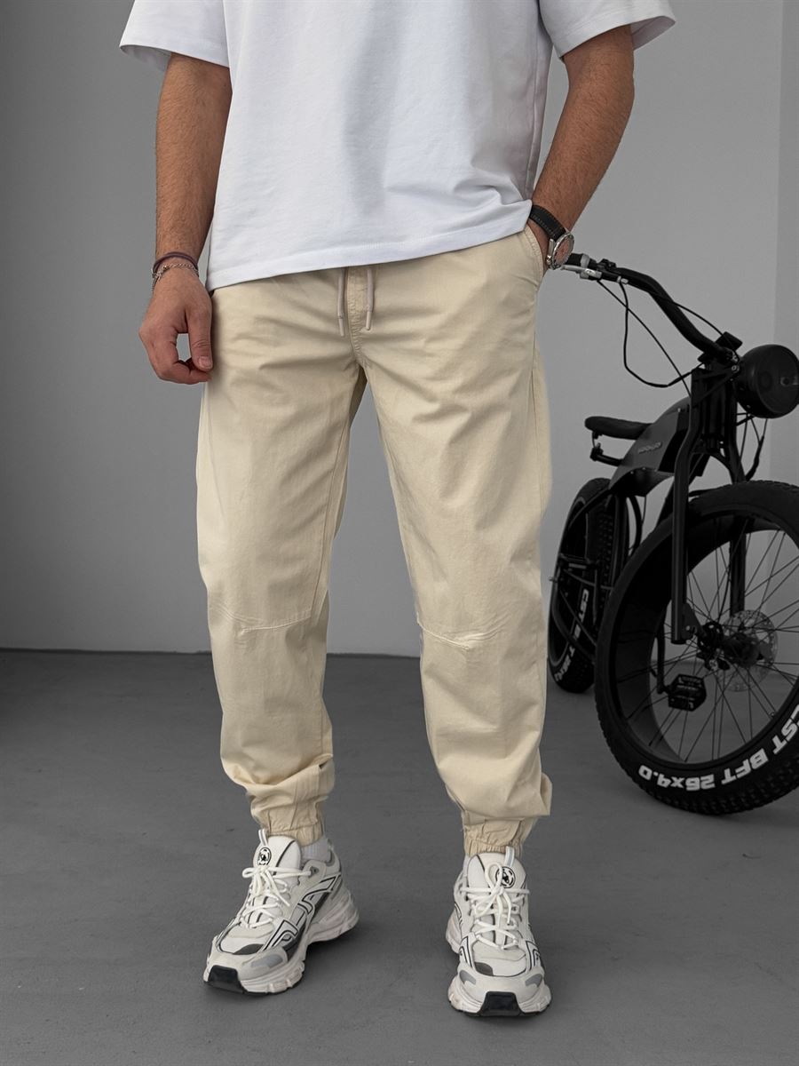 Bej Dizi Dikişli Gabardin Jogger YP-5018