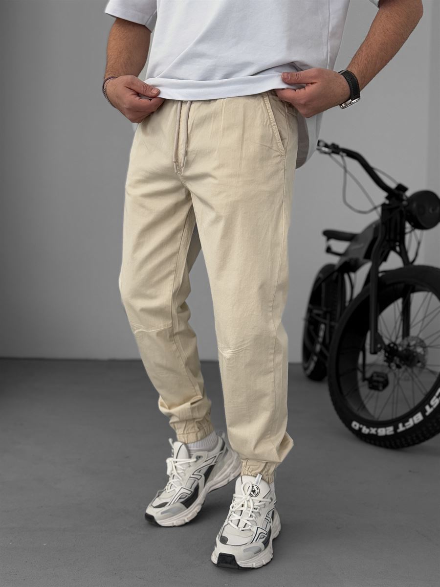 Bej Dizi Dikişli Gabardin Jogger YP-5018