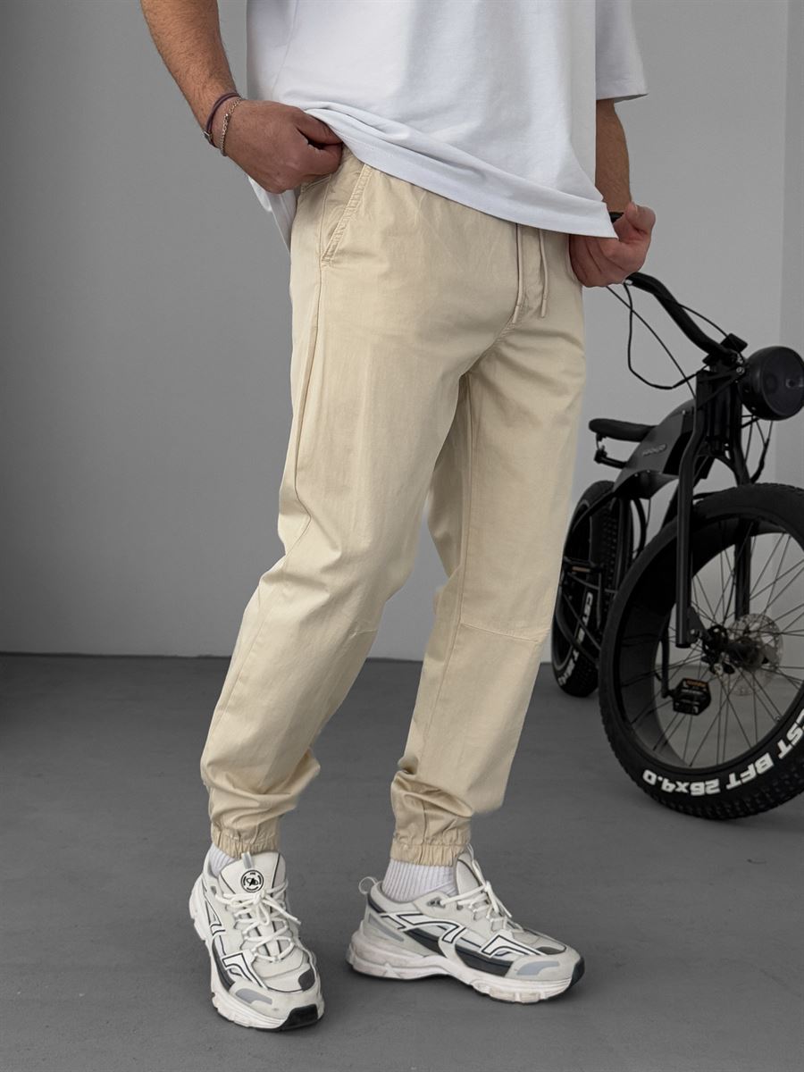 Bej Dizi Dikişli Gabardin Jogger YP-5018