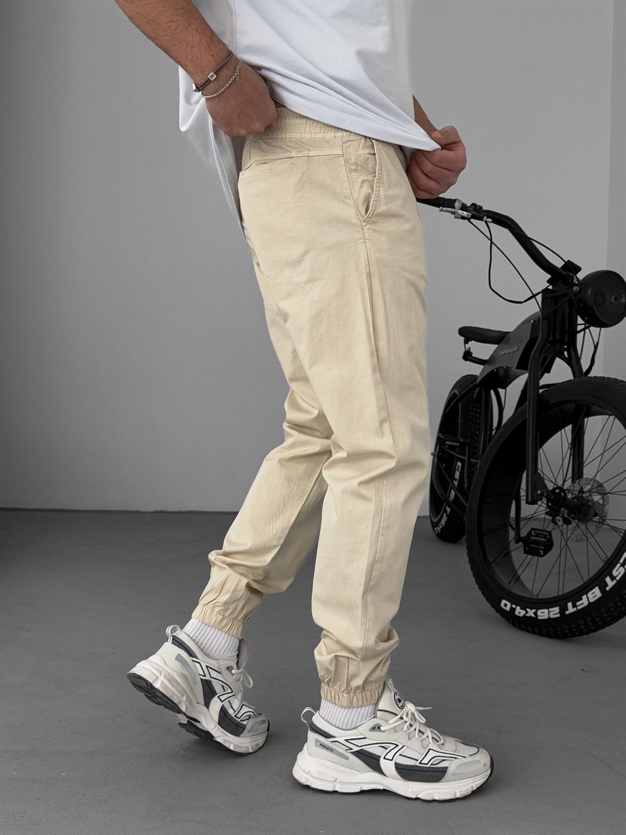 Bej Dizi Dikişli Gabardin Jogger YP-5018