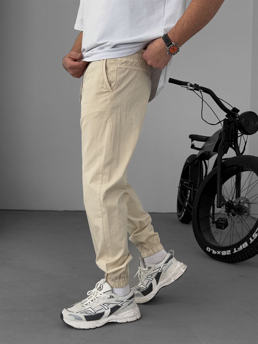 Bej Dizi Dikişli Gabardin Jogger YP-5018