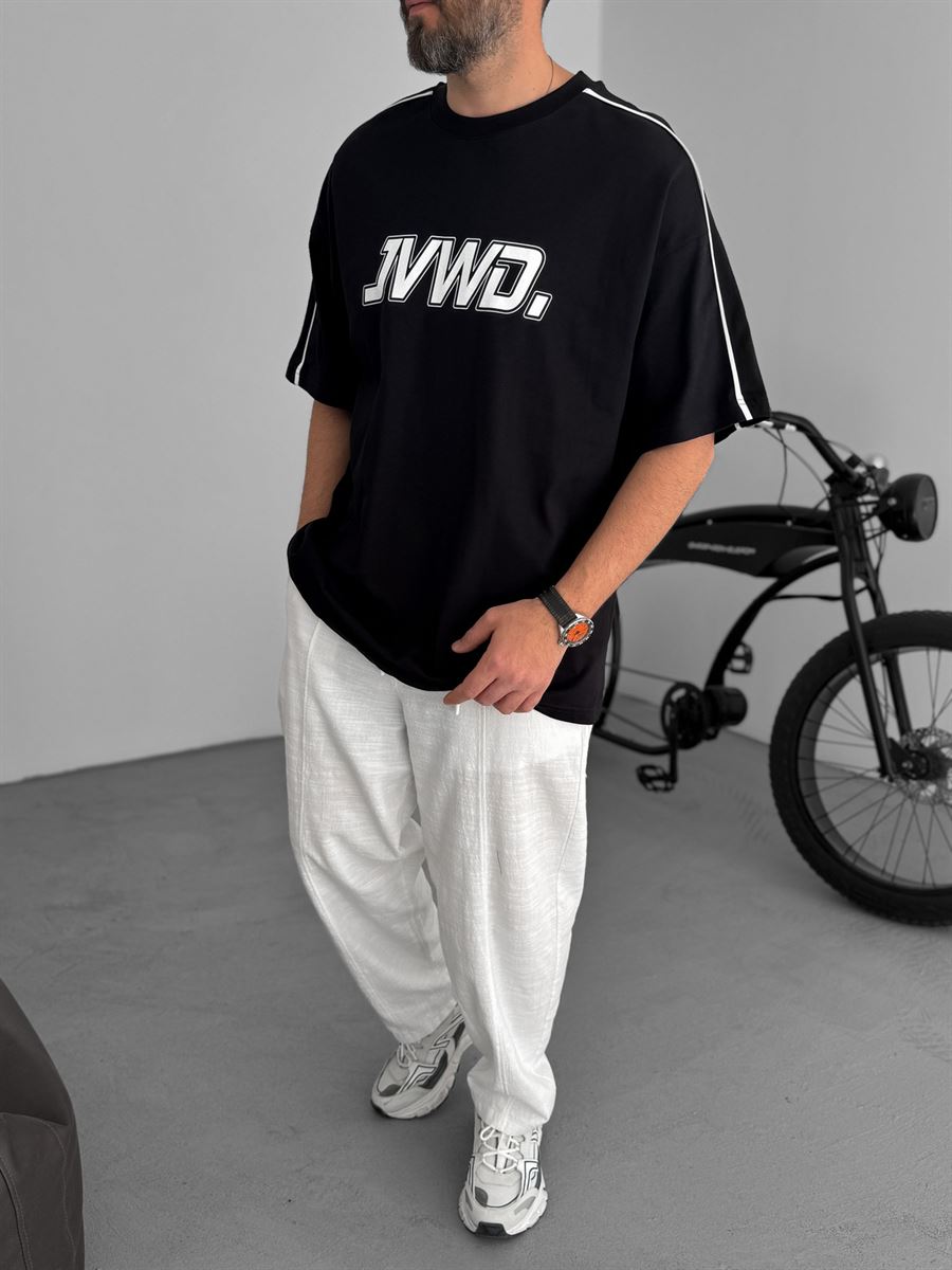 Siyah 22 Baskılı Oversize T-Shirt JJ-133